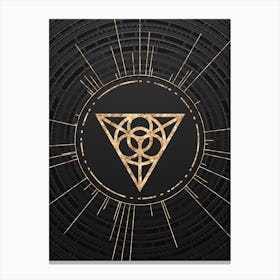 Geometric Glyph Symbol in Gold with Radial Array Lines on Dark Gray n.0282 Canvas Print