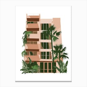 Apartment Building With Palm Trees Canvas Print