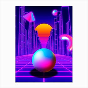 Neon sunset, trench and sphere [synthwave/vaporwave/cyberpunk] — aesthetic neon retrowave poster Canvas Print