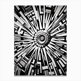 Chaos Abstract Black And White 4 Canvas Print