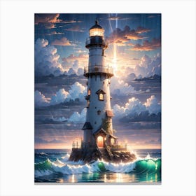 A Lighthouse In The Middle Of The Ocean 12 Canvas Print