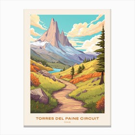Torres Del Paine Circuit Chile 3 Hike Poster Canvas Print
