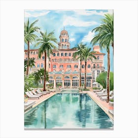 The Breakers Palm Beach   Palm Beach, Florida   Resort Storybook Illustration 1 Canvas Print