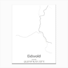 Eidsvold,Australia Minimalist Map Canvas Print