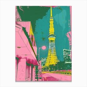Tokyo Tower Duotone Silkscreen 2 Canvas Print