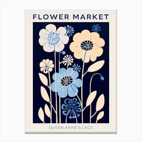 Blue Flower Market Poster Queen Annes Lace 2 Canvas Print