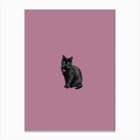 Black Cat On A Purple Background Canvas Print