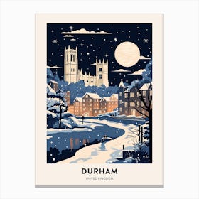 Winter Night  Travel Poster Durham United Kingdom 3 Canvas Print