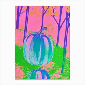Pumpkin Risograph Retro Poster vegetable Canvas Print