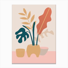 Pastel Tropical Plant Print Canvas Print