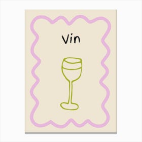 Wine Doodle Poster French Lilac & Green Canvas Print