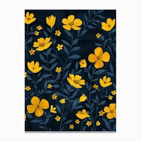 Yellow Flowers On A Dark Background Canvas Print