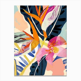 Colourful Flower Illustration Heliconia 2 Canvas Print