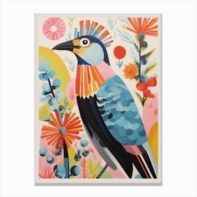 Colourful Scandi Bird Crested Caracara 1 Canvas Print