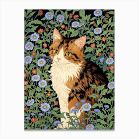 Cat In Flowers 1 Canvas Print