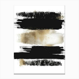 Black And Gold Brushstrokes 8 Canvas Print