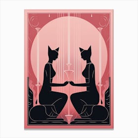 The Lovers Tarot Card, Black Cat In Pink 1 Canvas Print