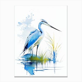 Blue Heron On Lake Impressionistic 1 Canvas Print