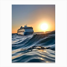 Cruise Ship At Sunset-Reimagined Canvas Print