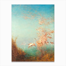 Flamingos Tropical Beach House Painting Canvas Print