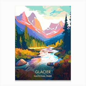 Glacier National Park Travel Poster Illustration Style 4 Canvas Print