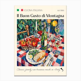 Il Buon Gusto Di Montagna Trattoria Italian Poster Food Kitchen Canvas Print