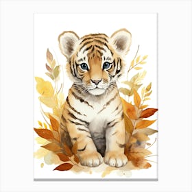 A Tiger Watercolour In Autumn Colours 0 Canvas Print