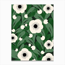 Green Winter Flowers Canvas Print