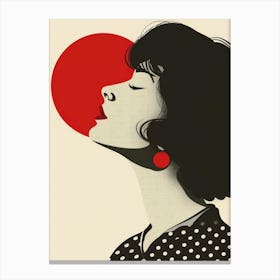 Woman With A Red Sun Canvas Print