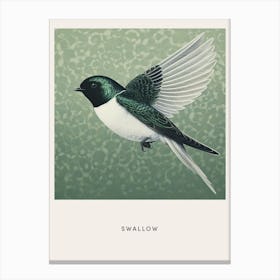 Ohara Koson Inspired Bird Painting Swallow Poster Canvas Print