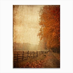 Autumn Landscape Grunge Texture Overlay Leaves In Varying Shades From Orange To Russet Decrepit W (7) Canvas Print