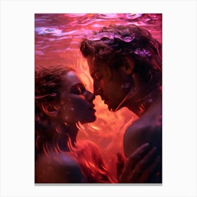 Lovers. Neon Nurturing: A Pink-Lit Cybernetic Romance. Canvas Print