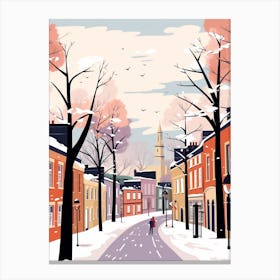 Retro Winter Illustration Durham United Kingdom 2 Canvas Print