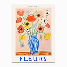 French Flower Poster Poppy Canvas Print