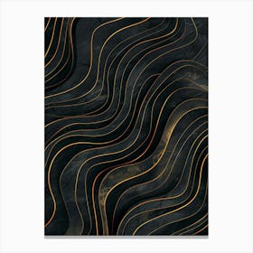 Abstract Wavy Lines On Black Background Canvas Print