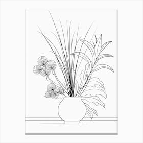 Boho Plant Bouquet Line Art 1 Canvas Print