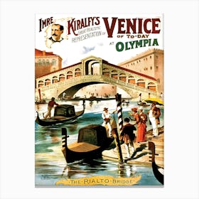 Rialto Bridge, Venice, Presentation, Travel Poster Canvas Print