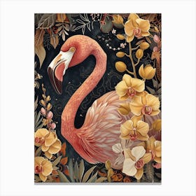 Greater Flamingo And Orchids Boho Print 3 Canvas Print
