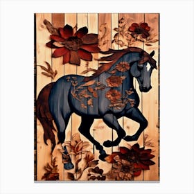 Denim Wood Horse Canvas Print