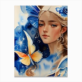 Fairy Girl With Butterfly Canvas Print