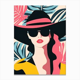 Fashion Girl In A Hat Canvas Print