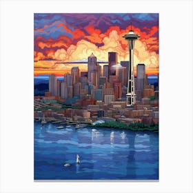 Seattle Washington Pointillism 5 Canvas Print