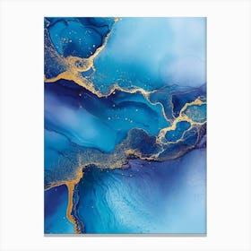 Luxury Blue Abstract Background Of Marble Liquid Ink Art Painting On Paper Canvas Print