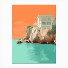 Art Horseshoe Bay Beach Bermuda Mediterranean Style Illustration 2 Canvas Print