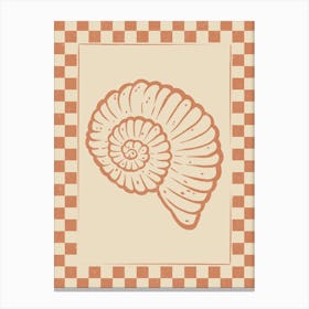 Seashell 07 with Checkered Border Canvas Print
