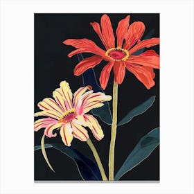 Neon Flowers On Black Gerbera Daisy 4 Canvas Print
