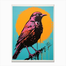 Andy Warhol Style Bird Blackbird 1 Canvas Print