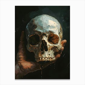 Hand Holding A Skull Canvas Print