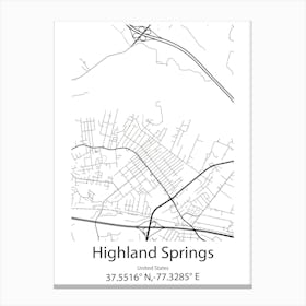 Highland Park,United States Minimalist Map Stampe su tela