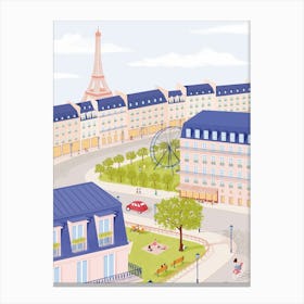 Paris Cityscape Illustration Canvas Print